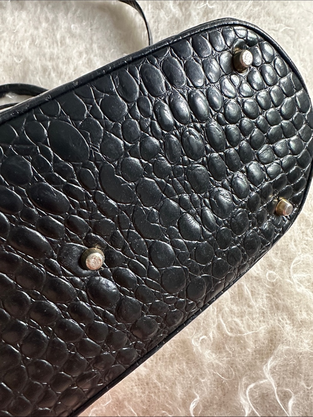 Gianni Versace Couture Vintage Black Croc Embossed Top Handle Bag Medusa - Picture 3 of 16